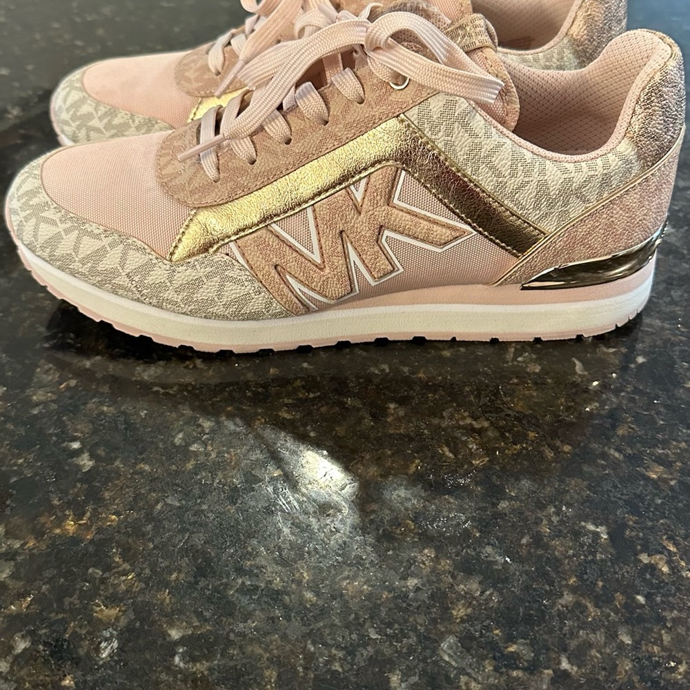 Michael Kors Pink and Gold Fashion Sneakers Size 9